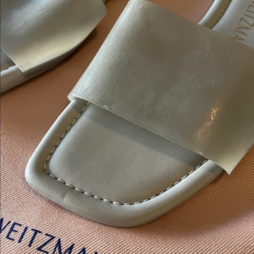 Stuart Weitzman Light Gray Slide Sandals- 8 - Picture 5 of 5